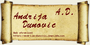 Andrija Dunović vizit kartica